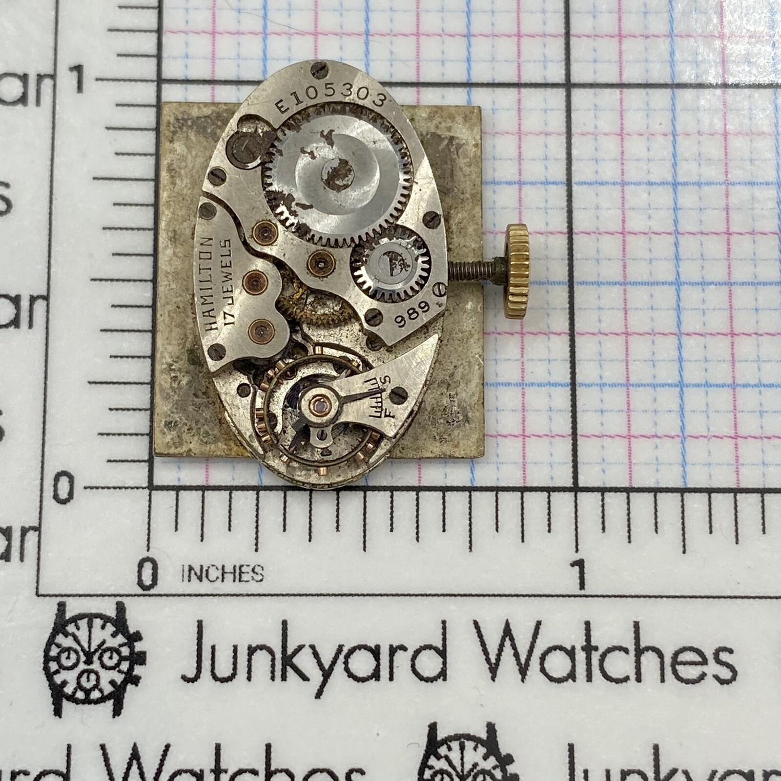 Vintage Diamonds Hamilton 989 Watch Movement Repair Part Watchmaker 17 Jewels