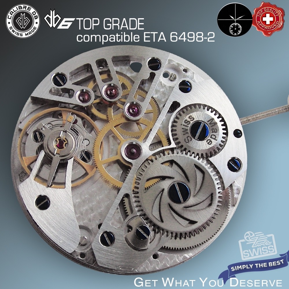 MOVEMENT CALIBRE DB6 SEMI-SKELETON- compat. ETA 6498-2 – TOP GRADE , SWISS MADE
