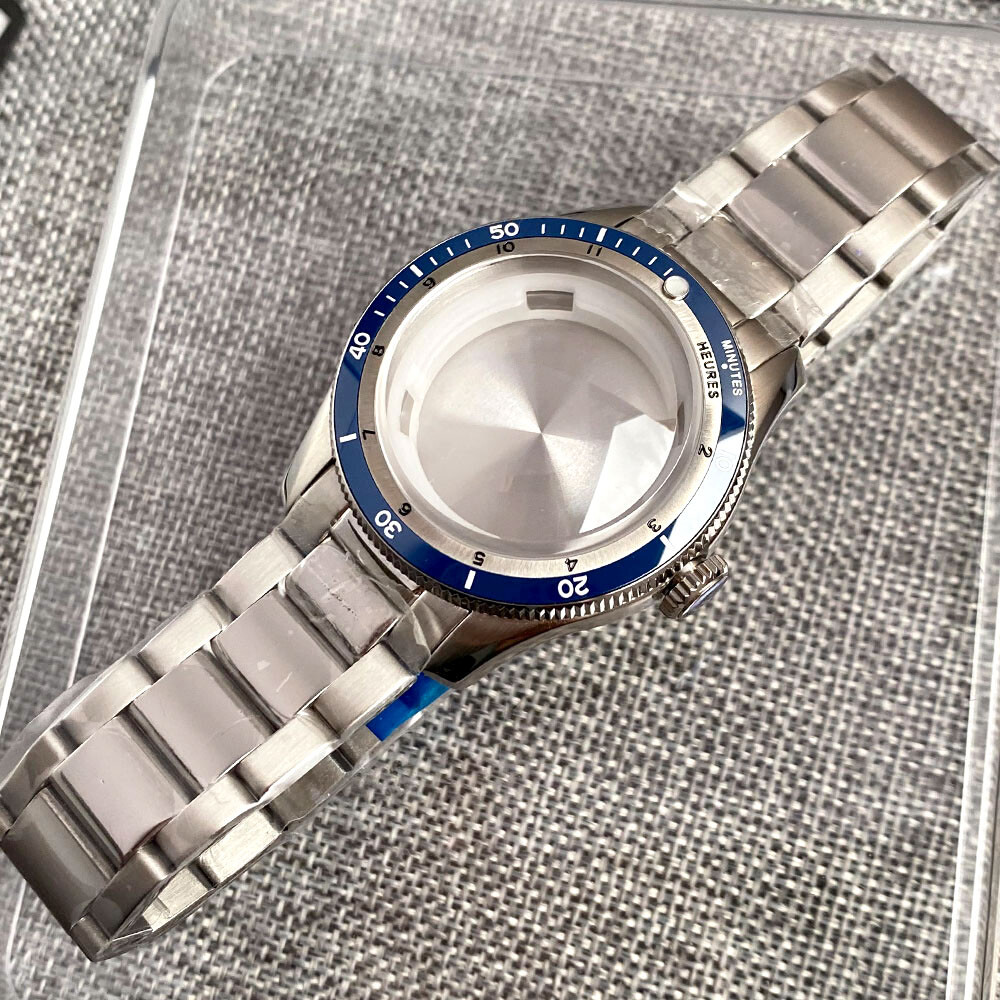 20ATM Diver 40mm Double Bow Sapphire Watch Case Fit NH35 PT5000 Steel Bracelet