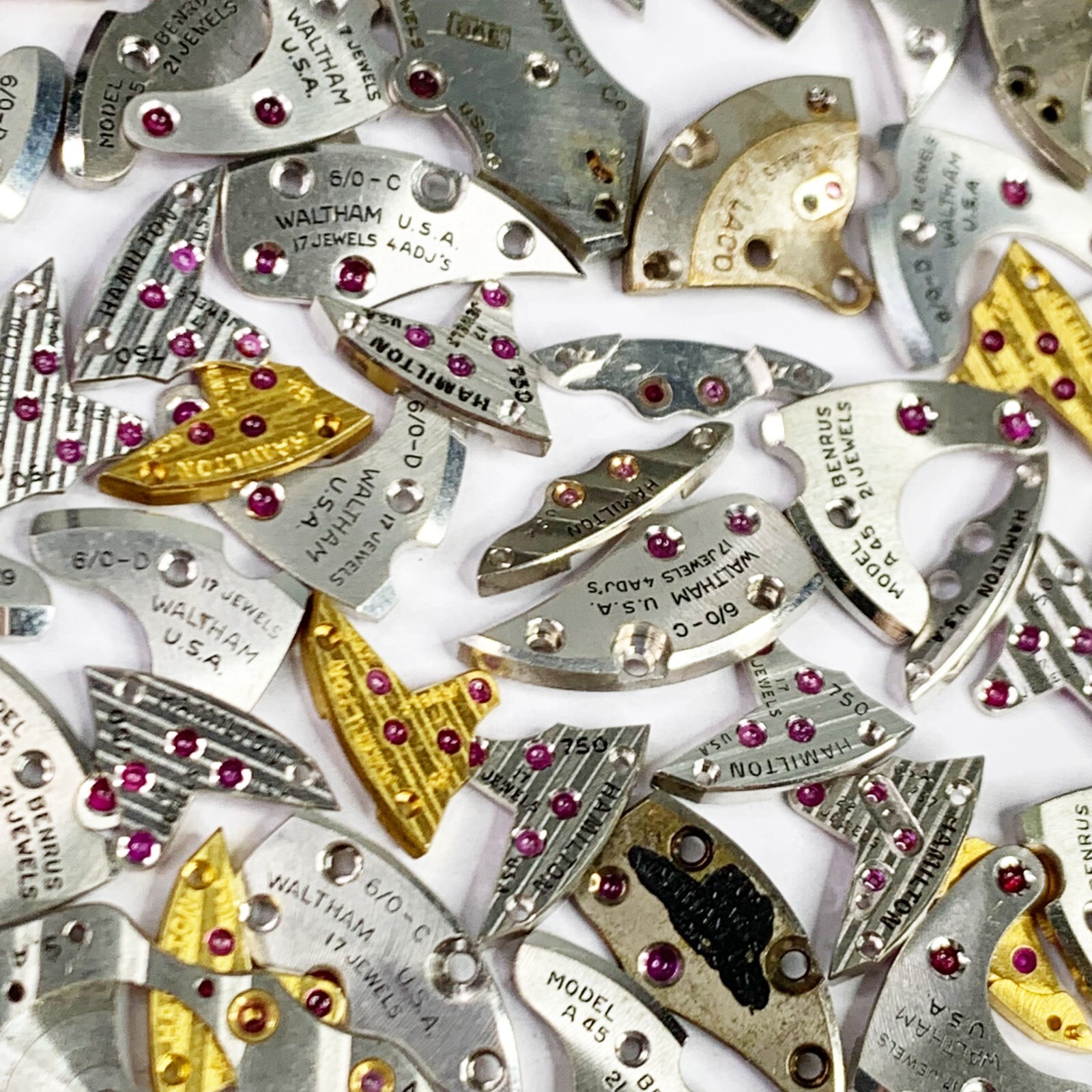 25 Watch Bridge Elgin Waltham Hamilton Bulova Benrus Watchmaker Repair Lot Part