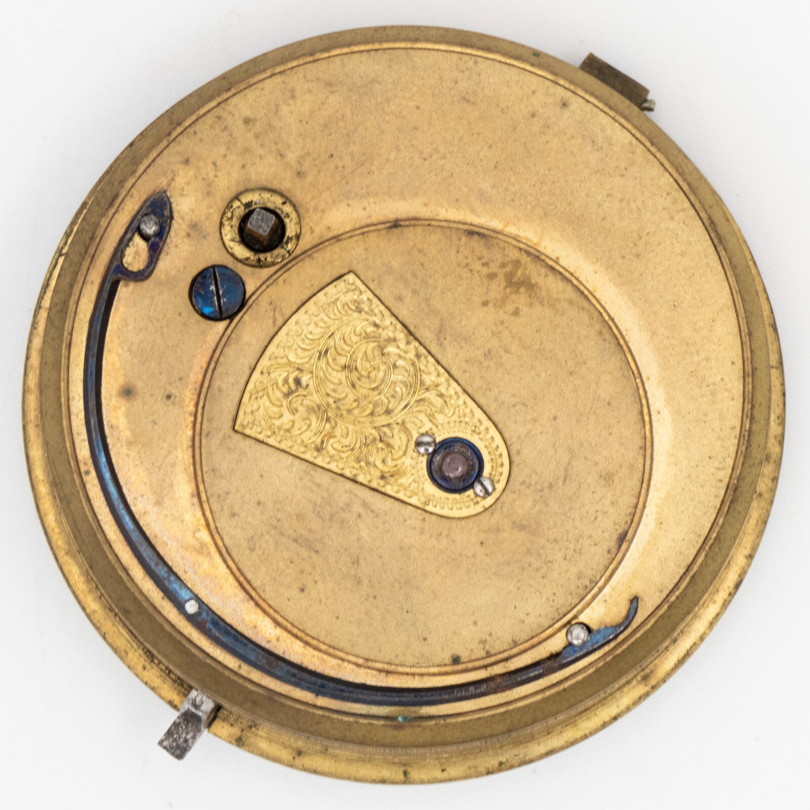 Unsigned 46.6 x 14.1 mm English Antique Fusee Pocket Watch Movement with Dial