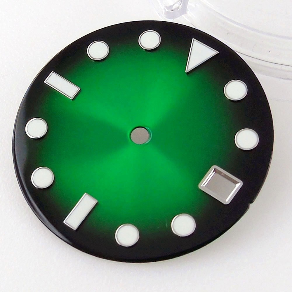 29MM Gradient Watch Dial Green Lume For NH35 NH36 ETA2824 PT5000 Movement Parts