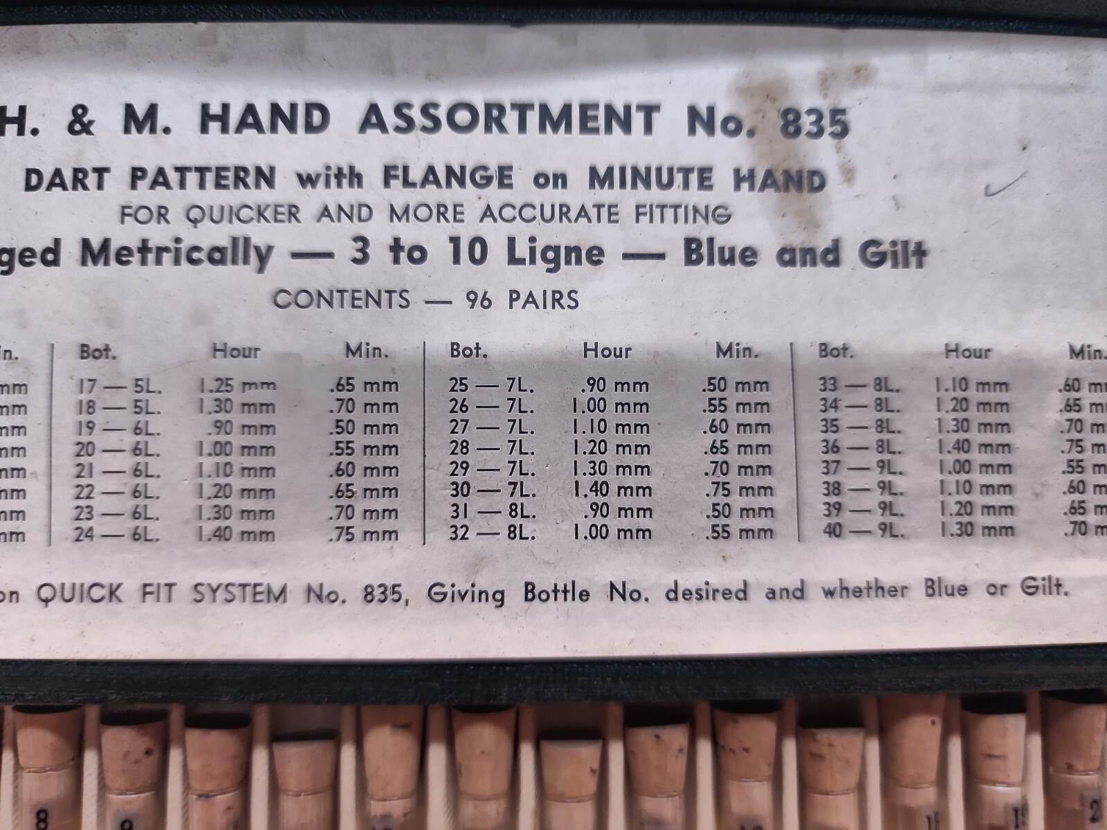 Quick Fit H & M Hand Assortment No. 835 Dart Pattern 3-10 Ligne Blue & Gilt