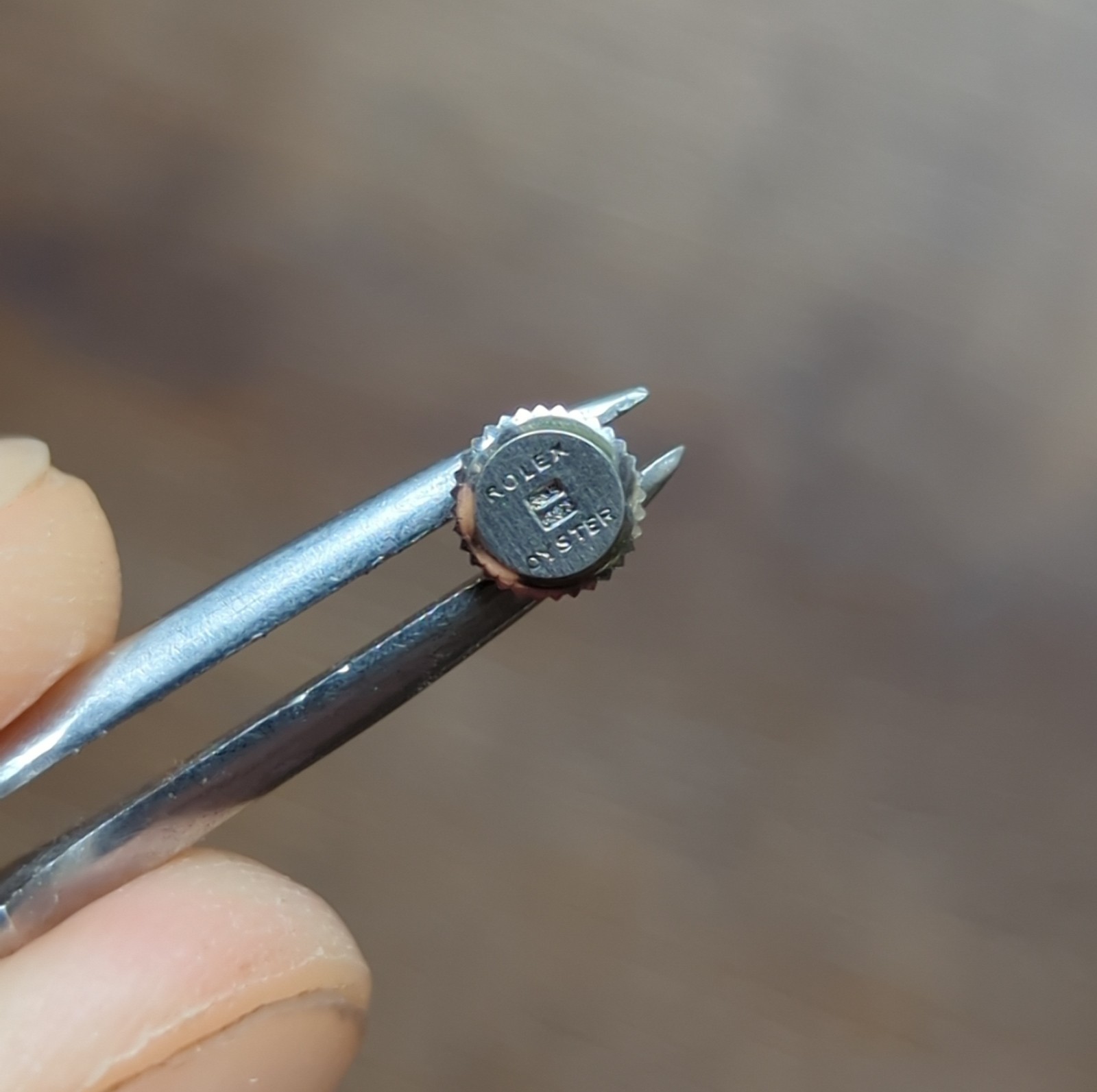 Rolex Oyster 5.2mm Steel Watch Crown for Repair (Damaged Tube) (F90)