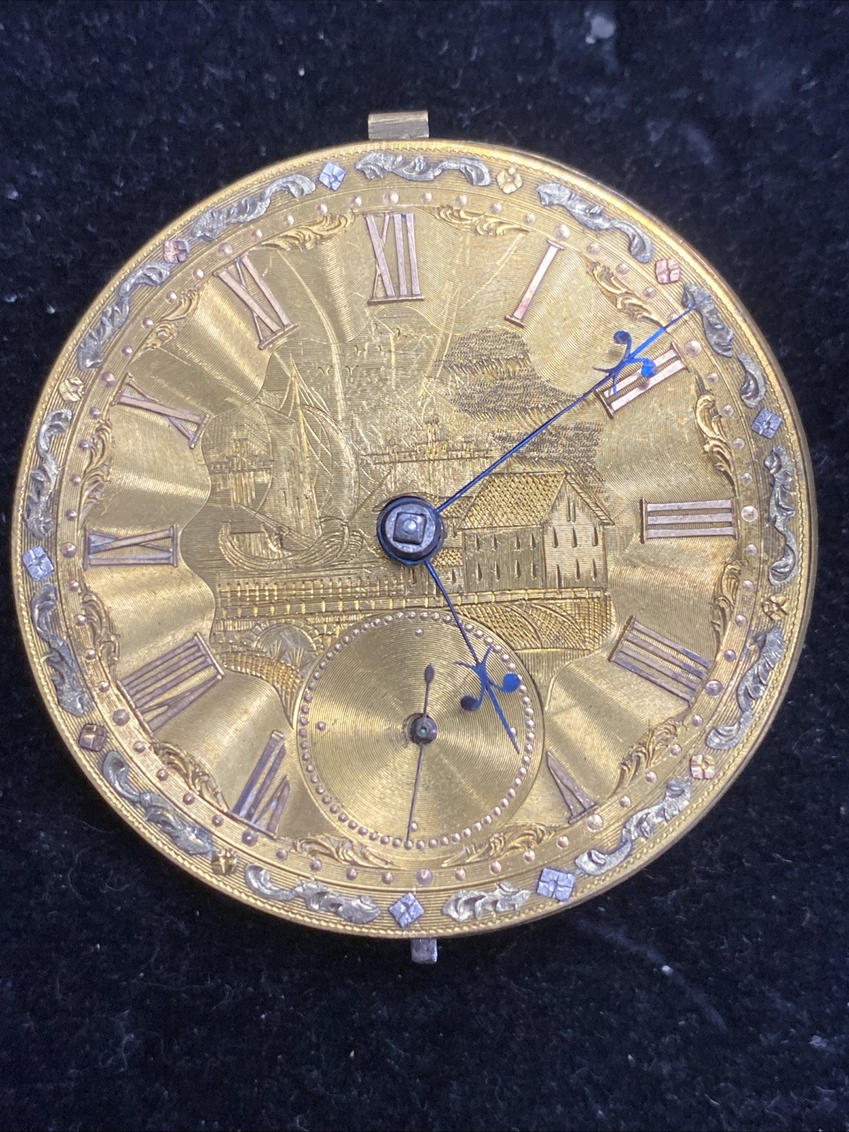 Collectible Harrison Verge Fusee Liverpool 24k Gold Dial Pwatch Movement