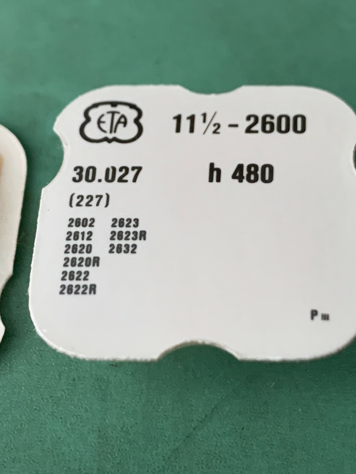 ETA Cal 2600 – 2632 part 227 Sweep Second wheel or Fourth Wheel NOS