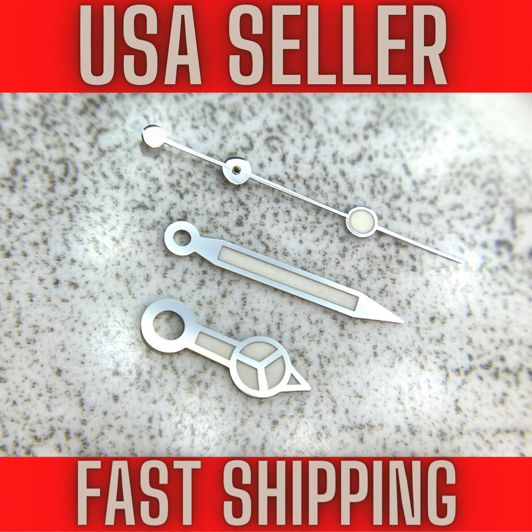 Silver “Merc” Hands for Seiko NH35,NH36,7s26,7s36 SKX007 MOD. Green Luminous