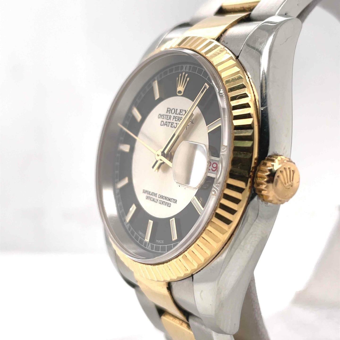 Rolex Datejust Automatic 36 mm 18k Yellow Gold & Steel Tuxedo Dial Unisex 116233