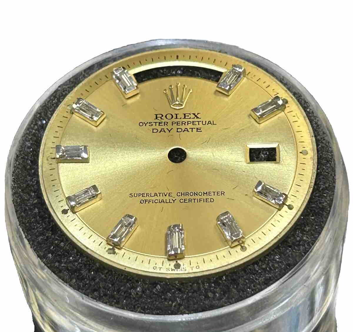 Rolex NonQuick President Custom Champagne Ten Baguette Diamond Dial Model 1803