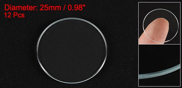 12Set Watch Crystal Glass Lens 25mm Flat Round Glass Watch Face Crystals Lens