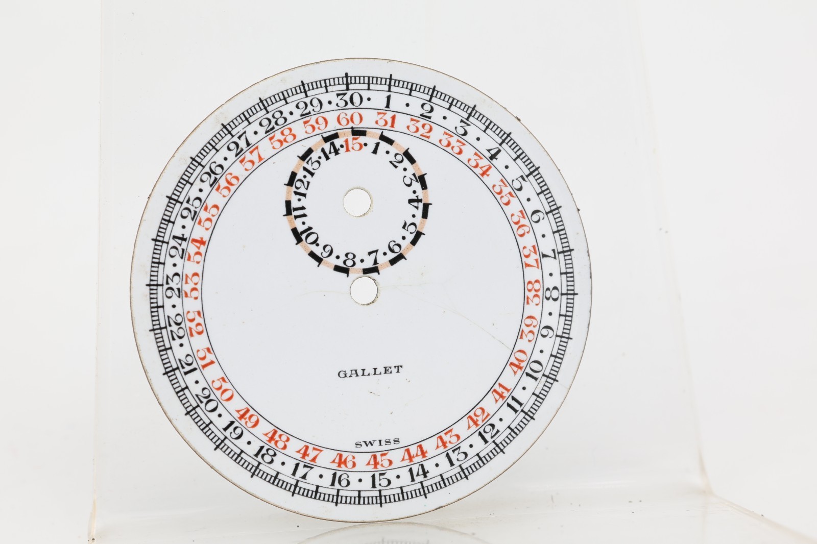 GALLET SWISS PORCELAIN CHRONOGRAPH STOPWATCH POCKET WATCH DIAL 42.9mm (M1)
