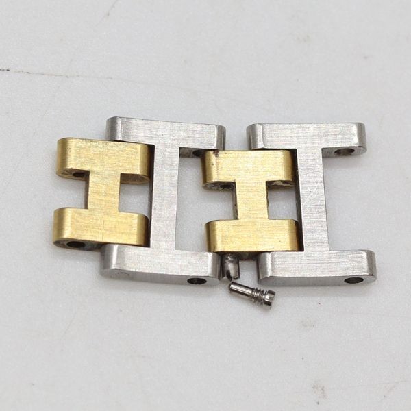 HERMES 12mm Clipper Side Polish Genuine Link Watch Band Bracelet 2 set