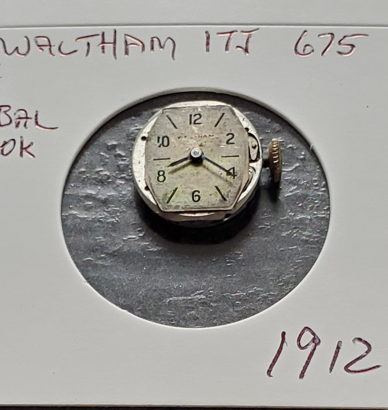 WOMENS WALTHAM 17j 675 WRIST WATCH MOVEMENT #1912