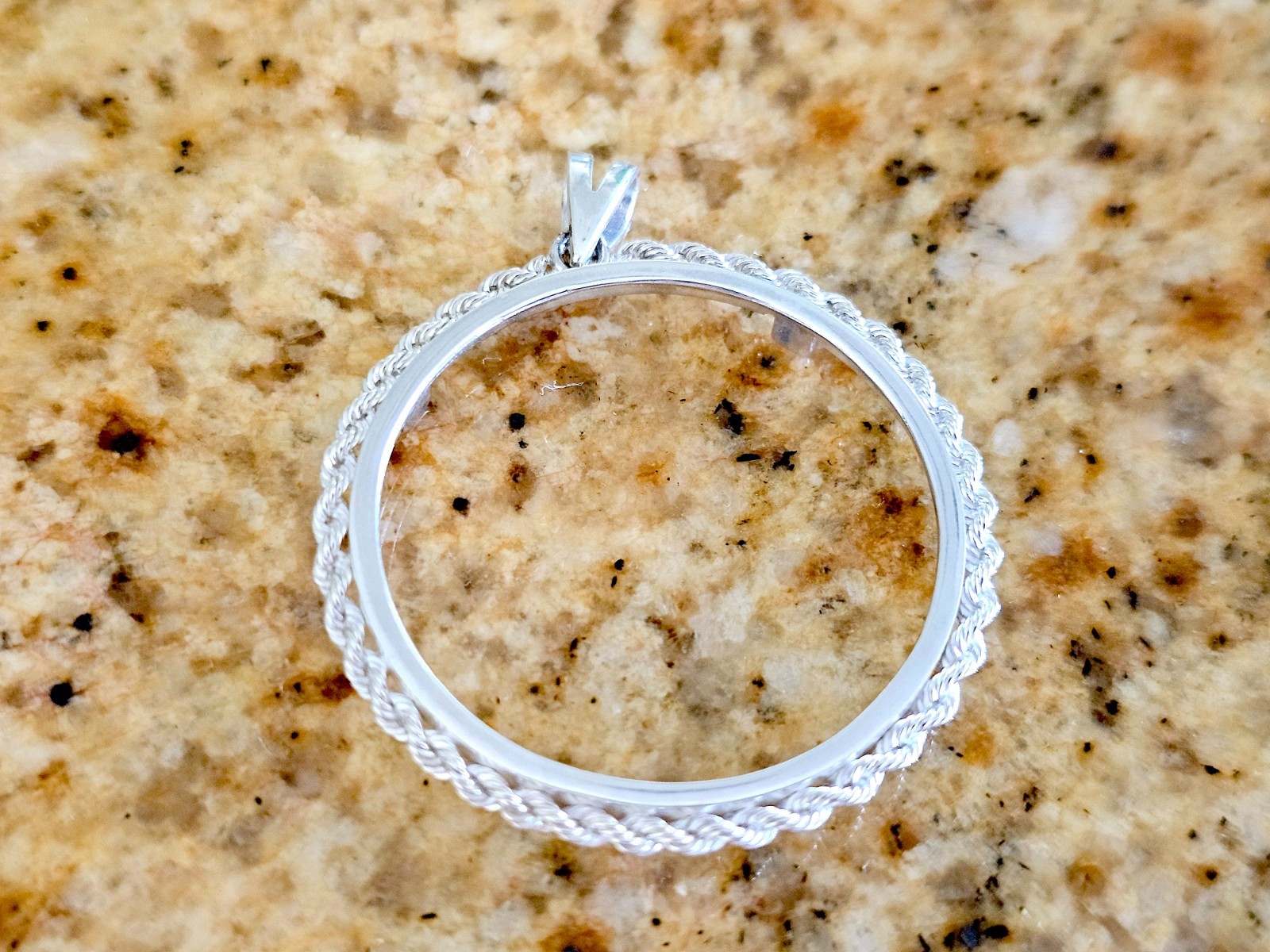 925 Sterling Silver Rope Edge Bezel for 34mm Mexican 1 Peso Coins