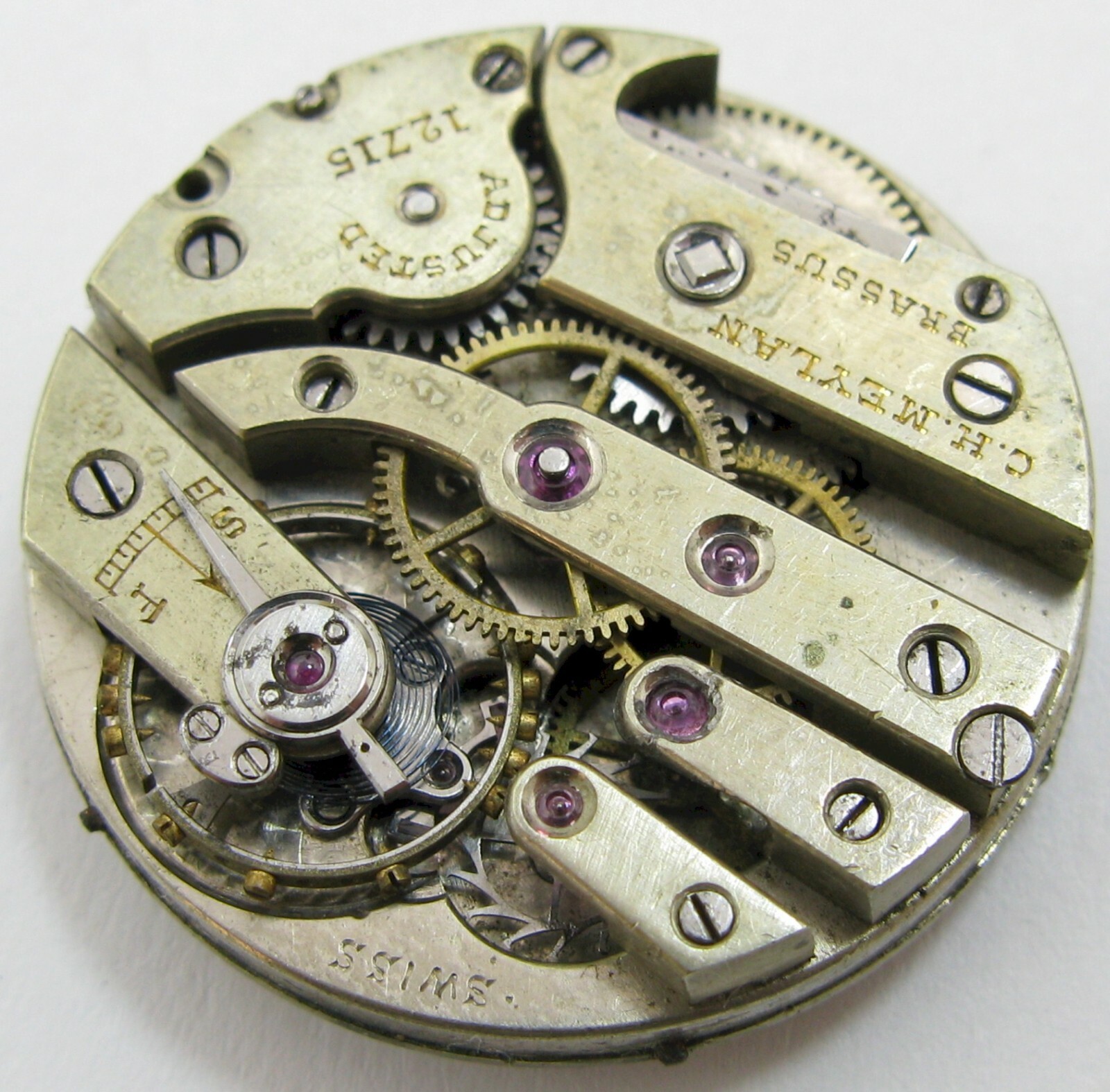 Quality incomplete Meylan Watch Movement Adjusted for parts … diameter 25.4 mm