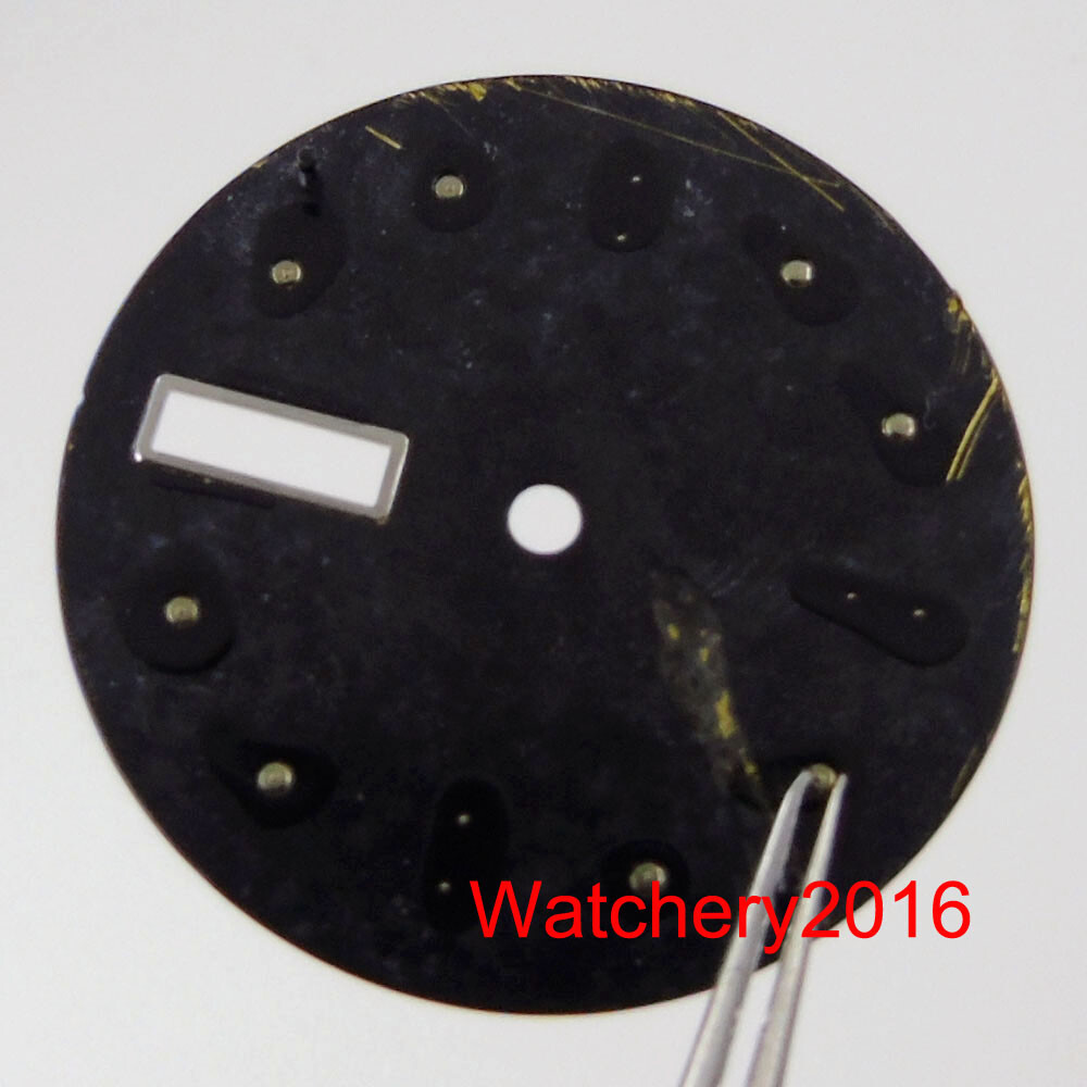BLIGER 29mm Sunburst Watch Dial Green Luminous Double Date Window fit NH36 NH36A