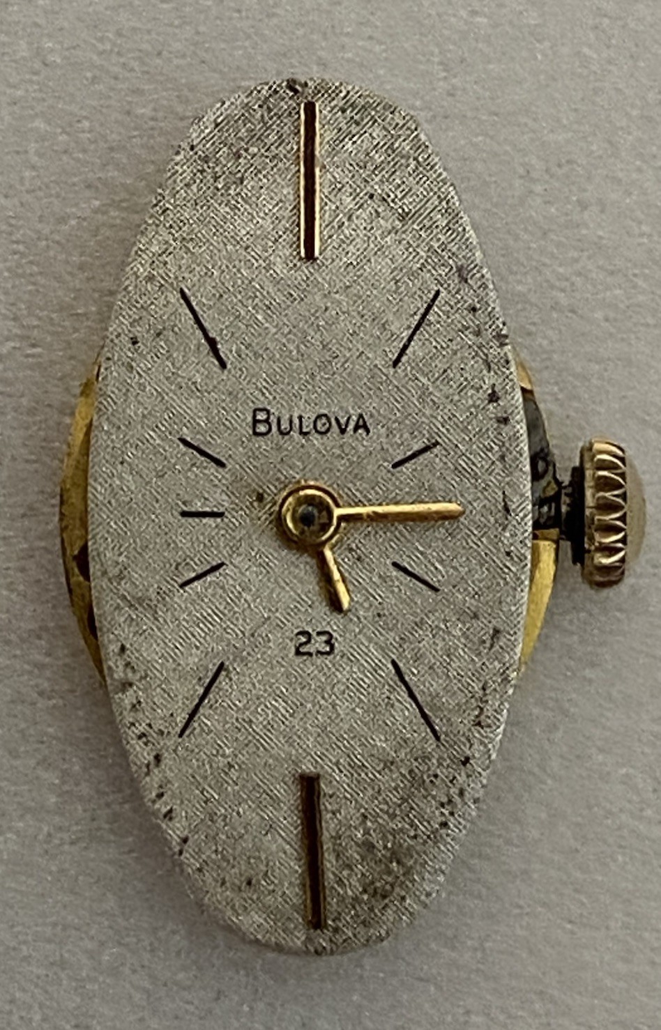 Bulova 5 AZ 23 Jewels Watch Movement Face With Dial Hands Runs
