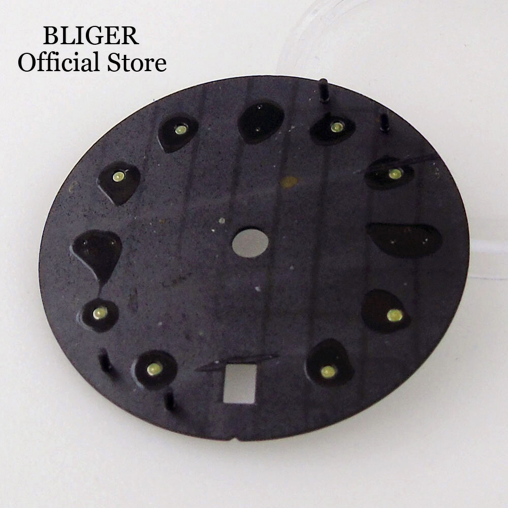 Luminous Black White Blue NH34A 29mm Watch Dial Face Date Window fit NH34 GMT