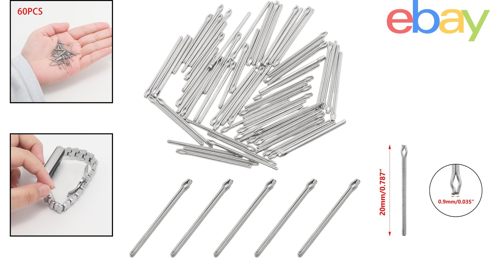 Stainless Steel Watch Band Link Pins with 0.9mm Diameter for Easy Installation