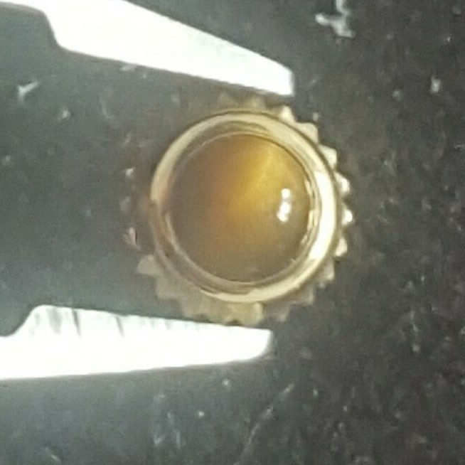Rolex-Tudor 4.0mm Water Resistant Gold Plated Crown With Tiger Eye Cabouchon