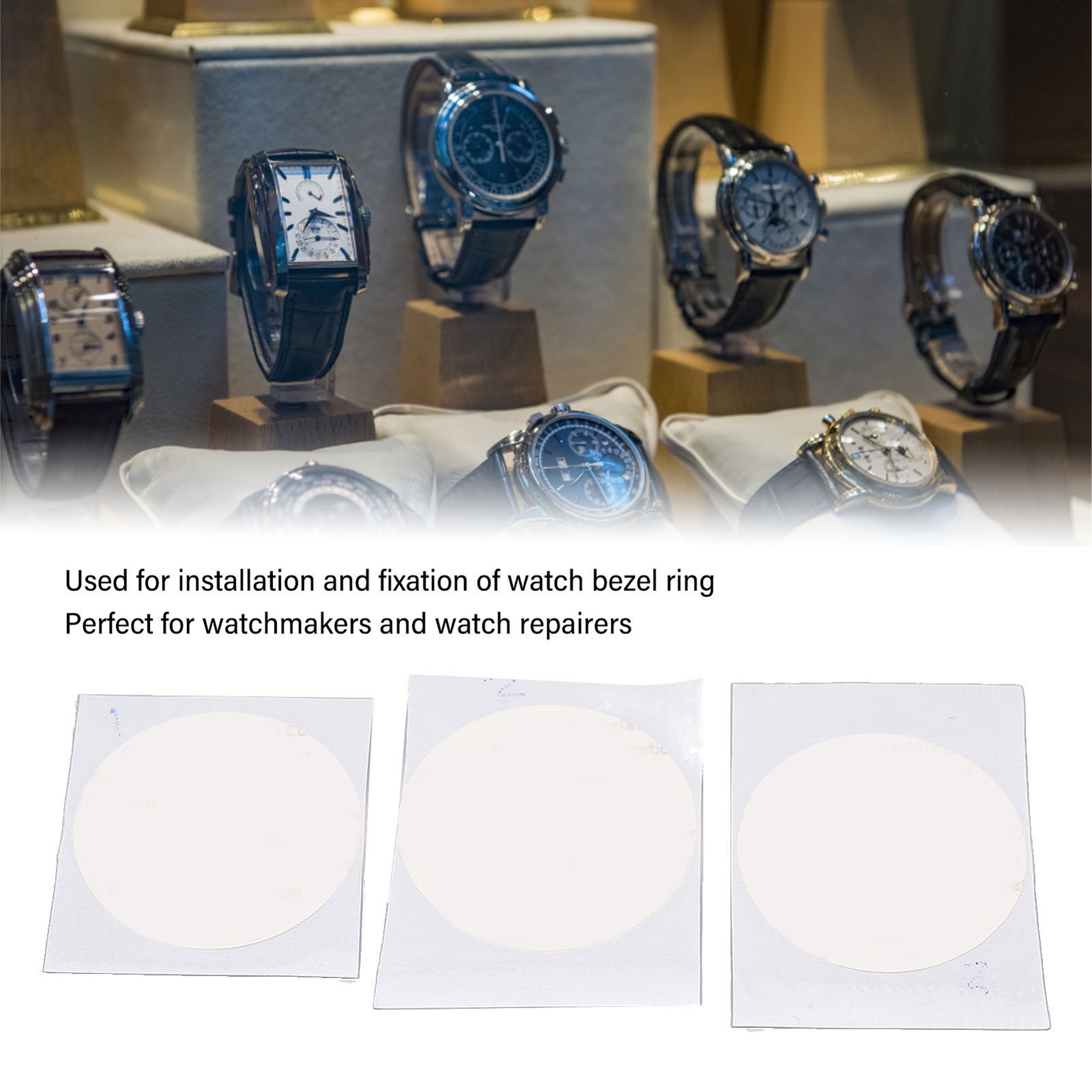 3pcs Watch Bezel Ring Adhesive Ceramic Watch Bezel Insert Double Sided Adhesive