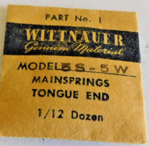 WITTNAUER 5S or 5W PART #1 MAINSPRING. NEW OLD STOCK