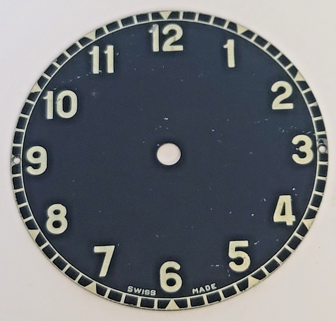 Swiss 51mm Black Military Instrument Style Dial Arabic Numerals Vintage WP2-121