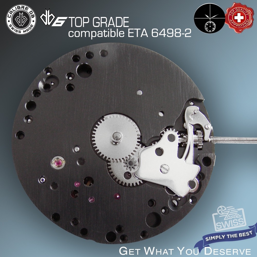 MOVEMENT CALIBRE DB6 CDG BLACK- compatible ETA 6498-2 TOP GRADE , SWISS MADE