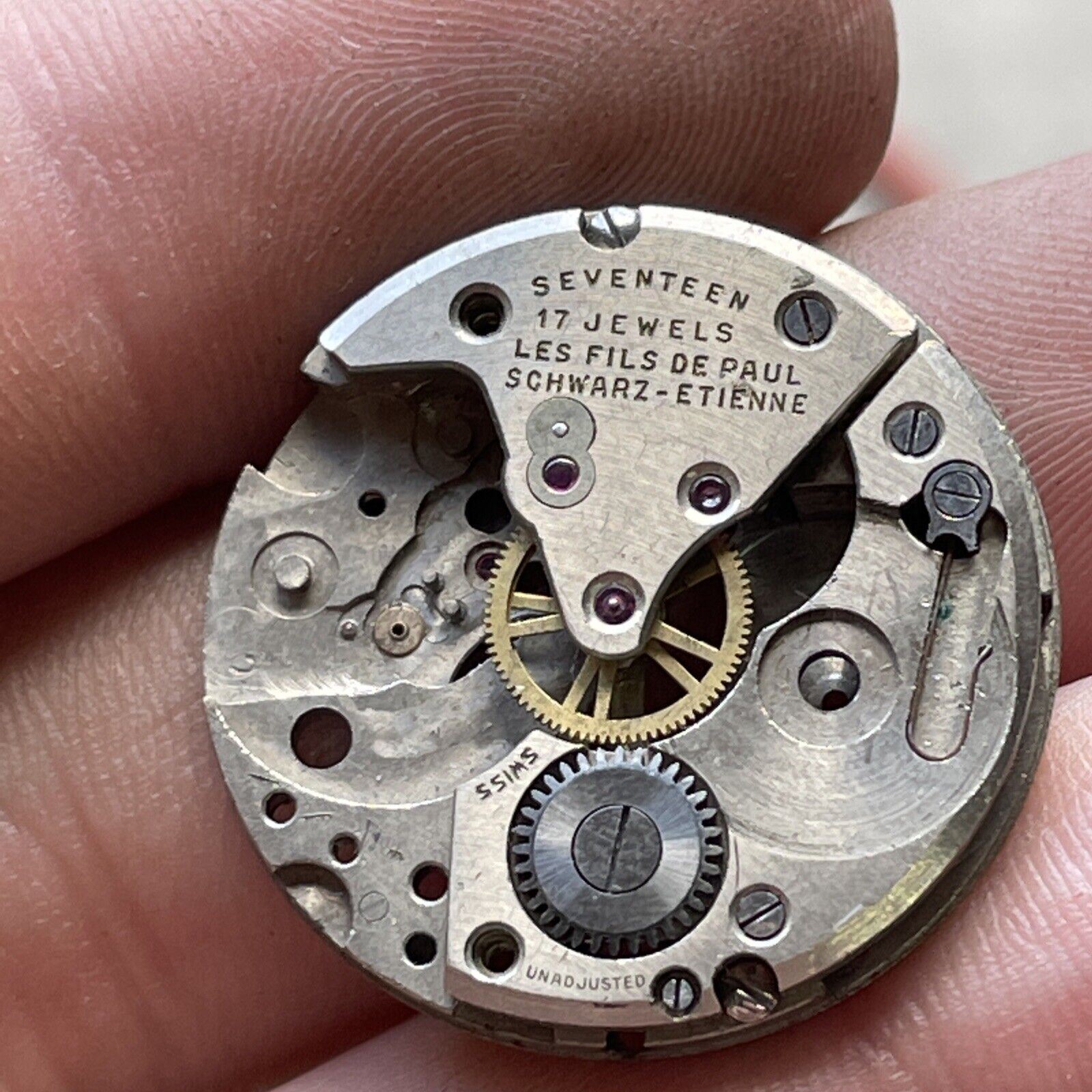Vintage Schwarz-Etienne Seventeen Jewel Unadjusted Movement