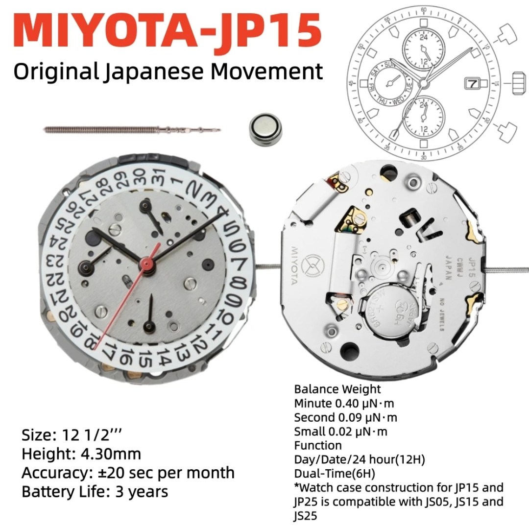 Genuine Miyota JP15 Chronograph Quartz Watch Movement Japan Made 3 Hands New