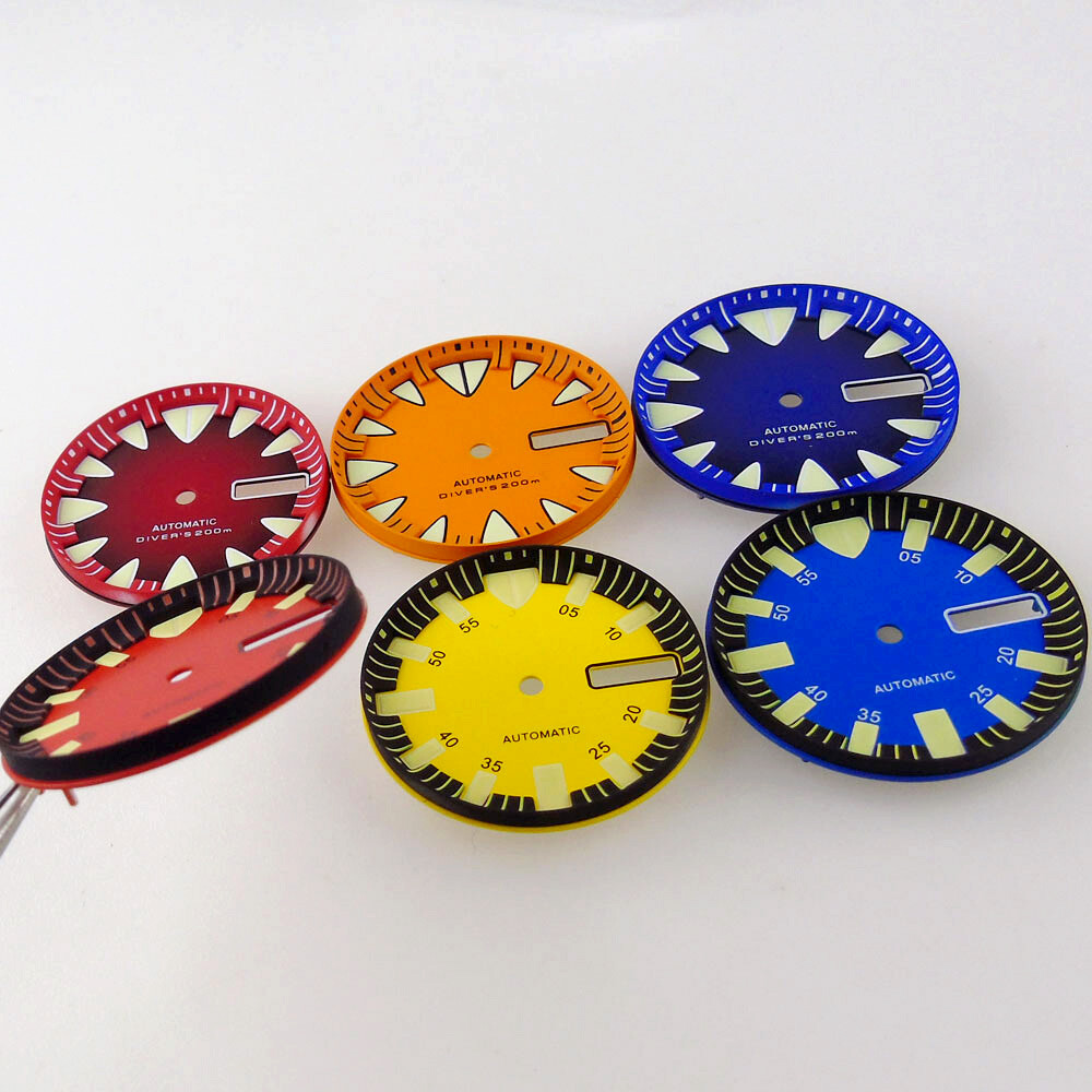 29mm Tandorio Blue Orange Red Yellow Dial Chapter ring Fit Japan NH36A movement