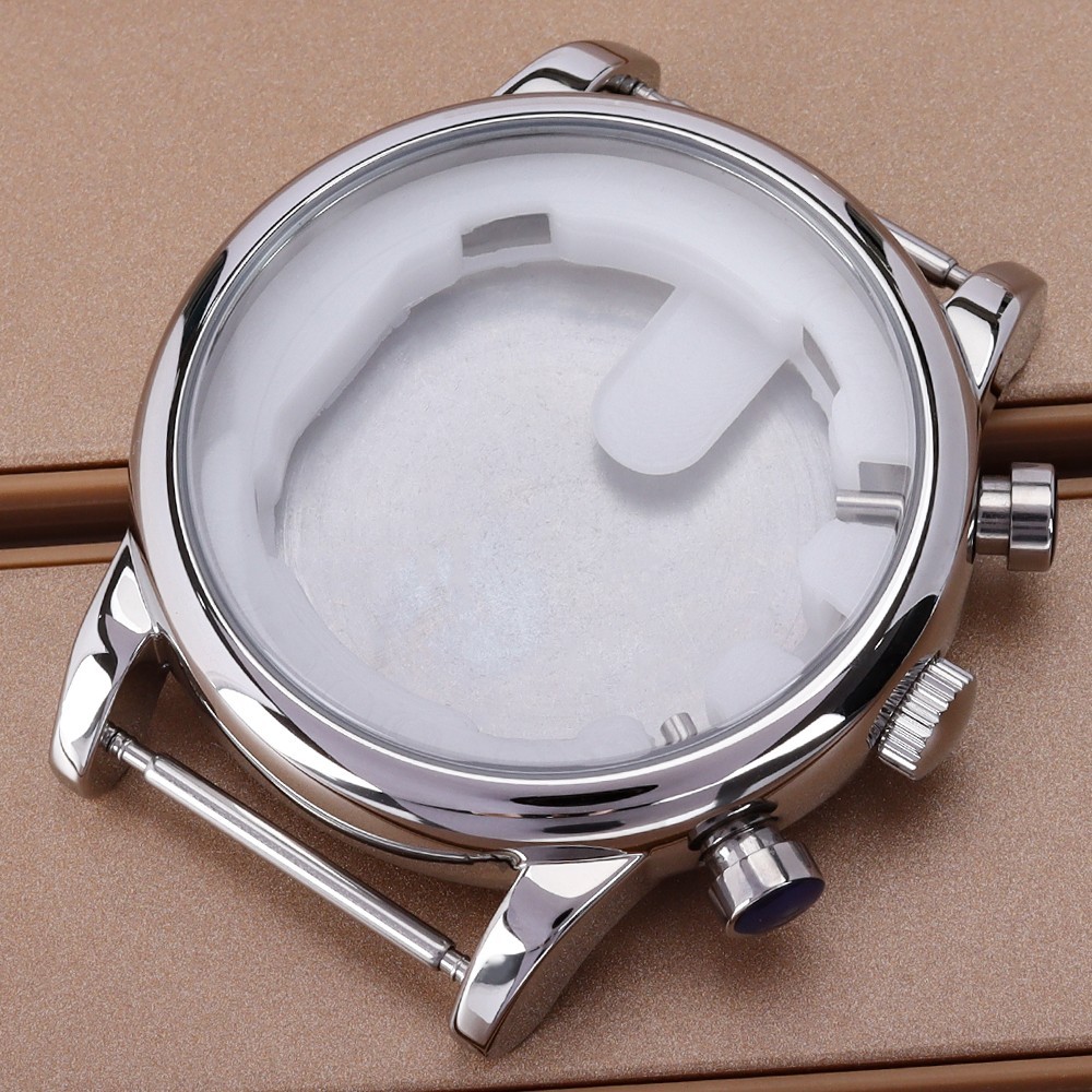 43mm Luxury Watch Cases Polished 316L Stainless 10ATM For Miyota JS25 Movement