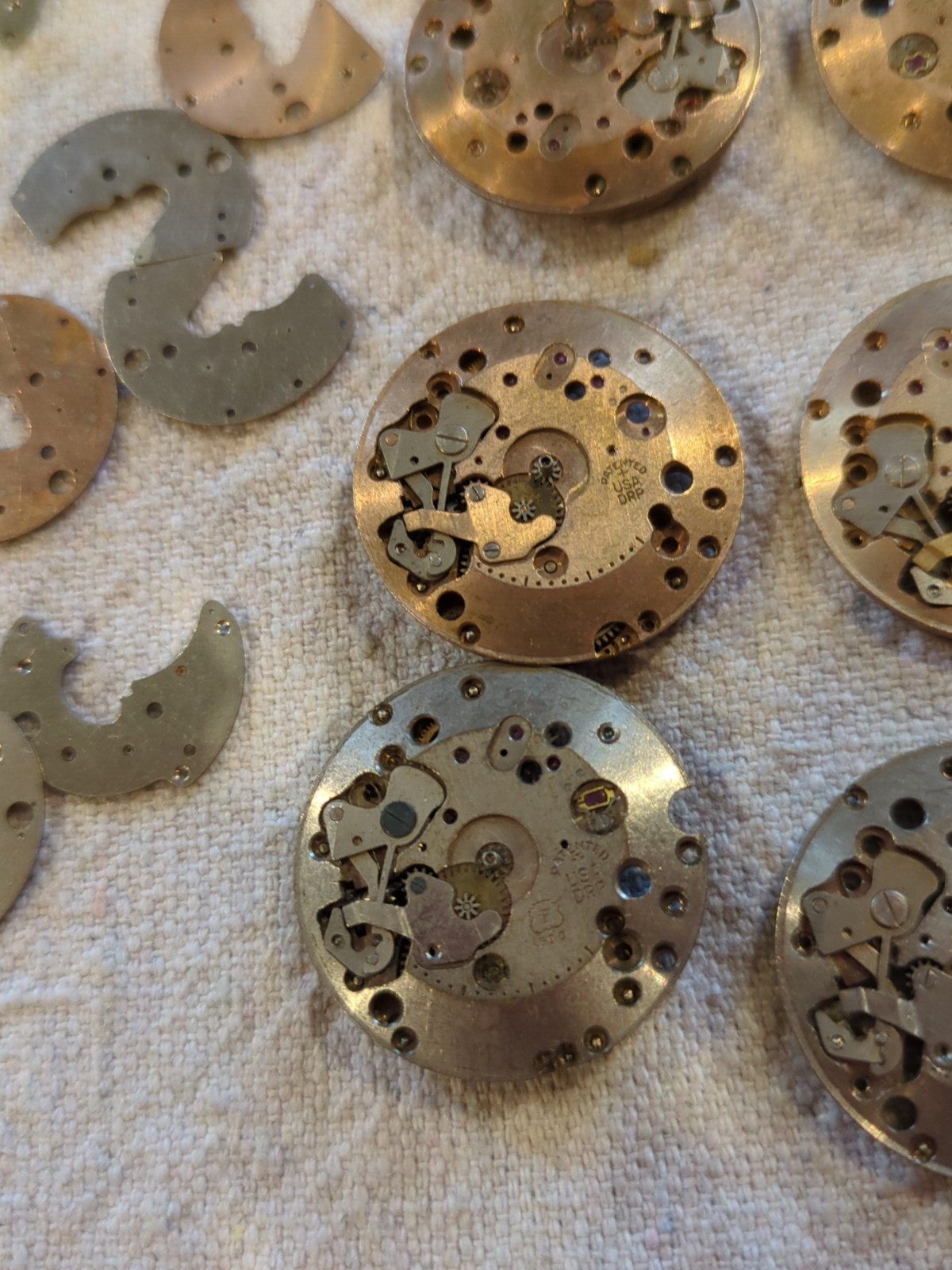 Lot Of 21 Assorted USA DRP Vintage Watch Movement Parts For Repair. See Pictures