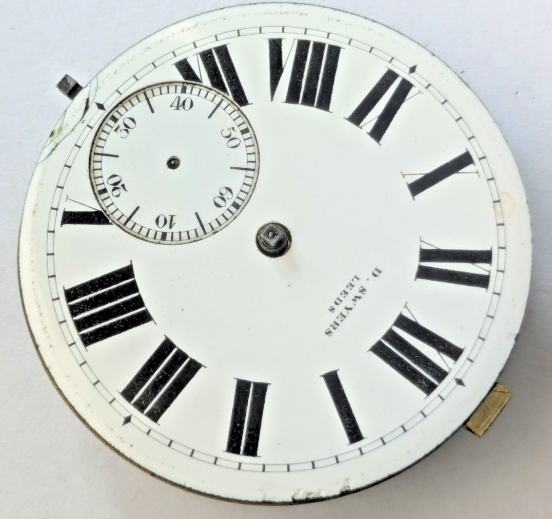 Antique D. Swyers Leeds English Pocket Watch Movement Large 50mm For Parts 19