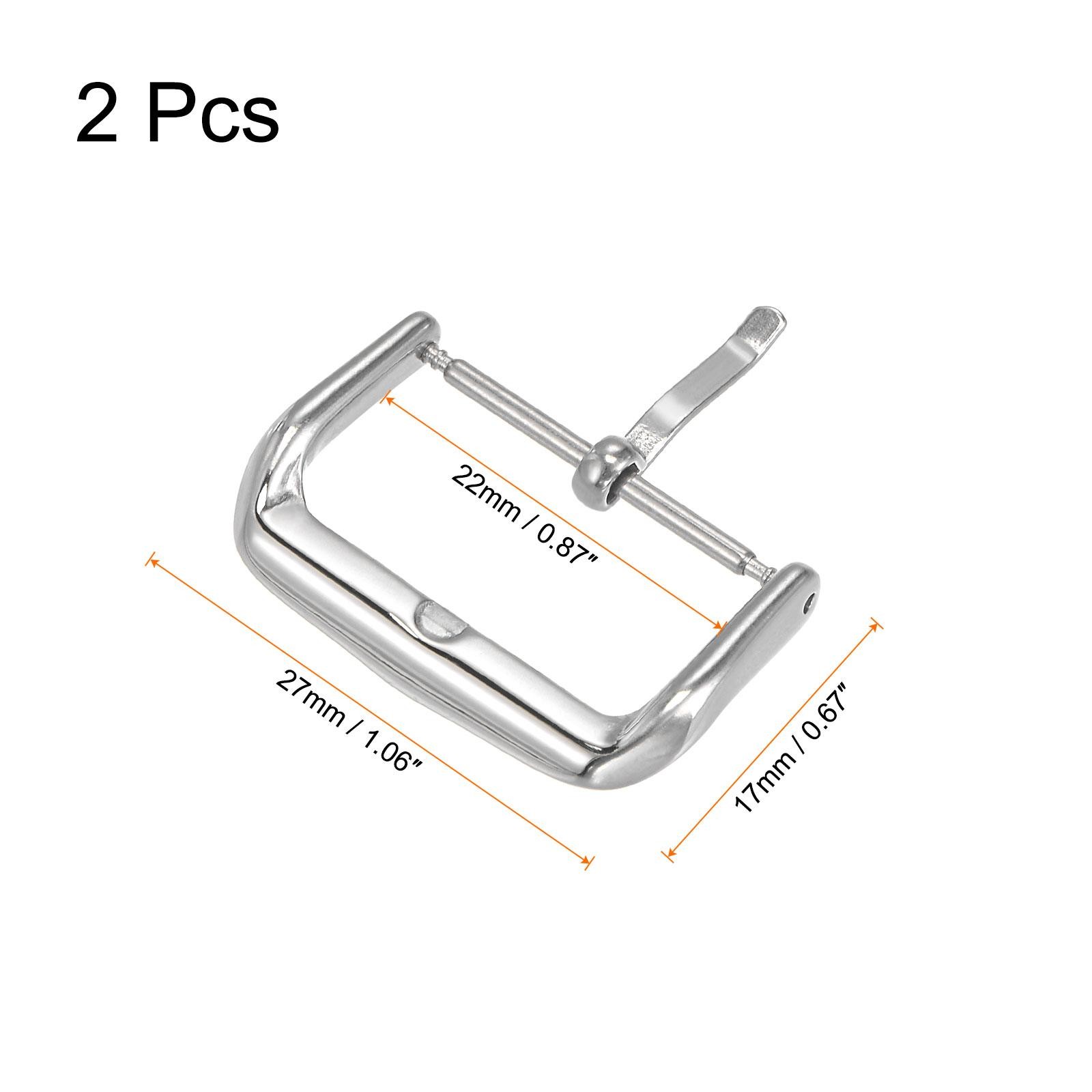 Watch SUS316 Polished PVD Buckle, Silver Tone for 22mm Width Watch Bands 2 Pcs