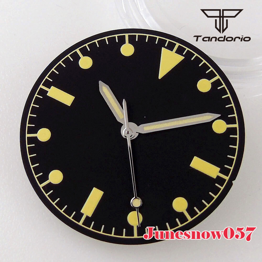 Tandorio Silver/Black Watch Dial Numbers Lume 29MM Fit NH35A NH36A Movement Men