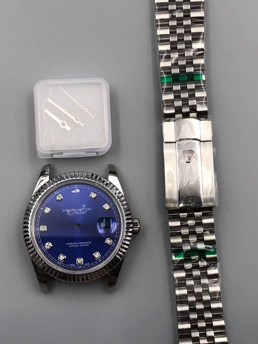 DIY Watch Part Kit for Datejust 2824 41mm Watch Case+Dial+Hands+Steel Strap