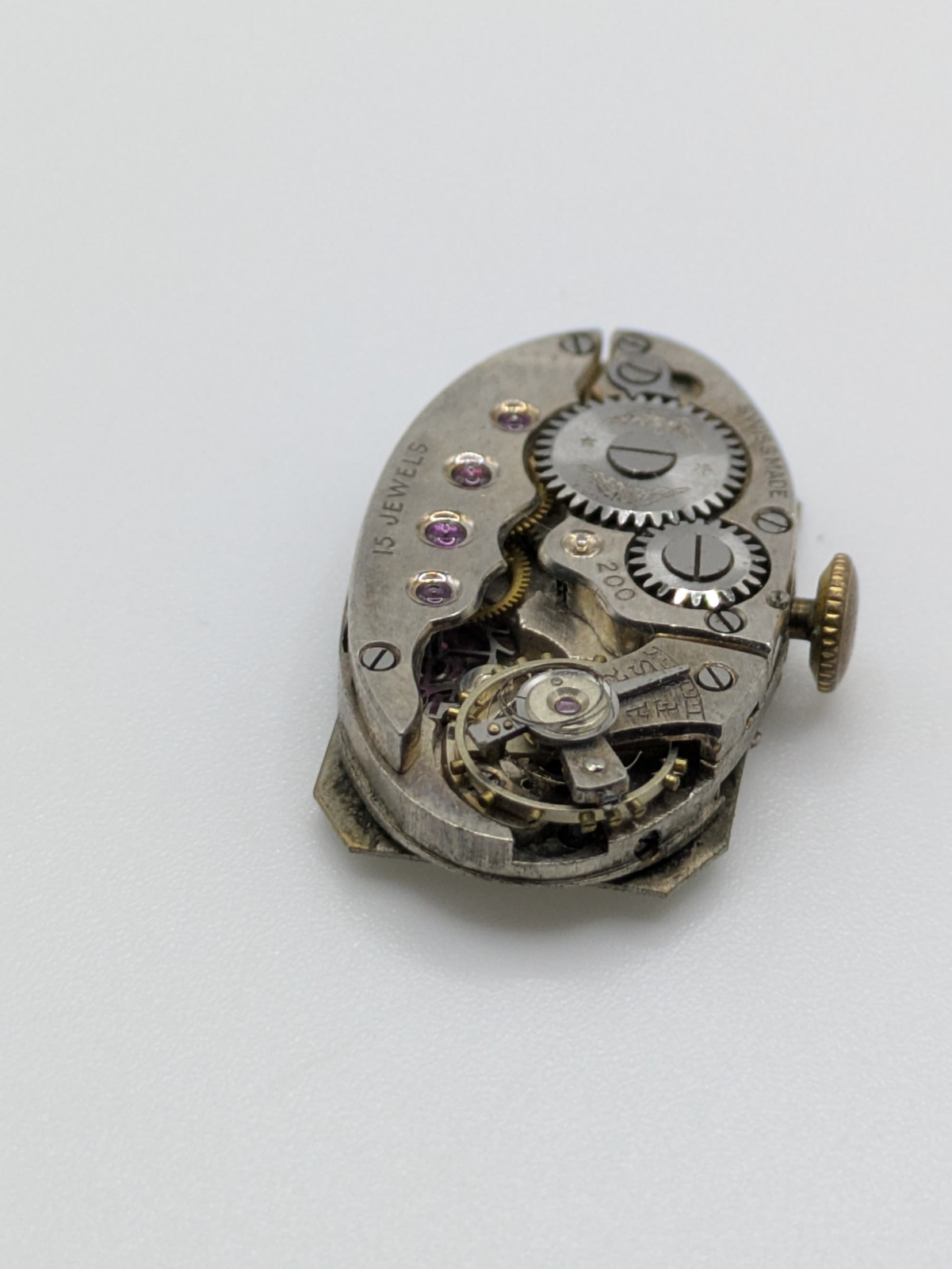 Cal. 200 Rotary Swiss Manual Wind Watch Movement 15 Jewels Parts Repair 17mm