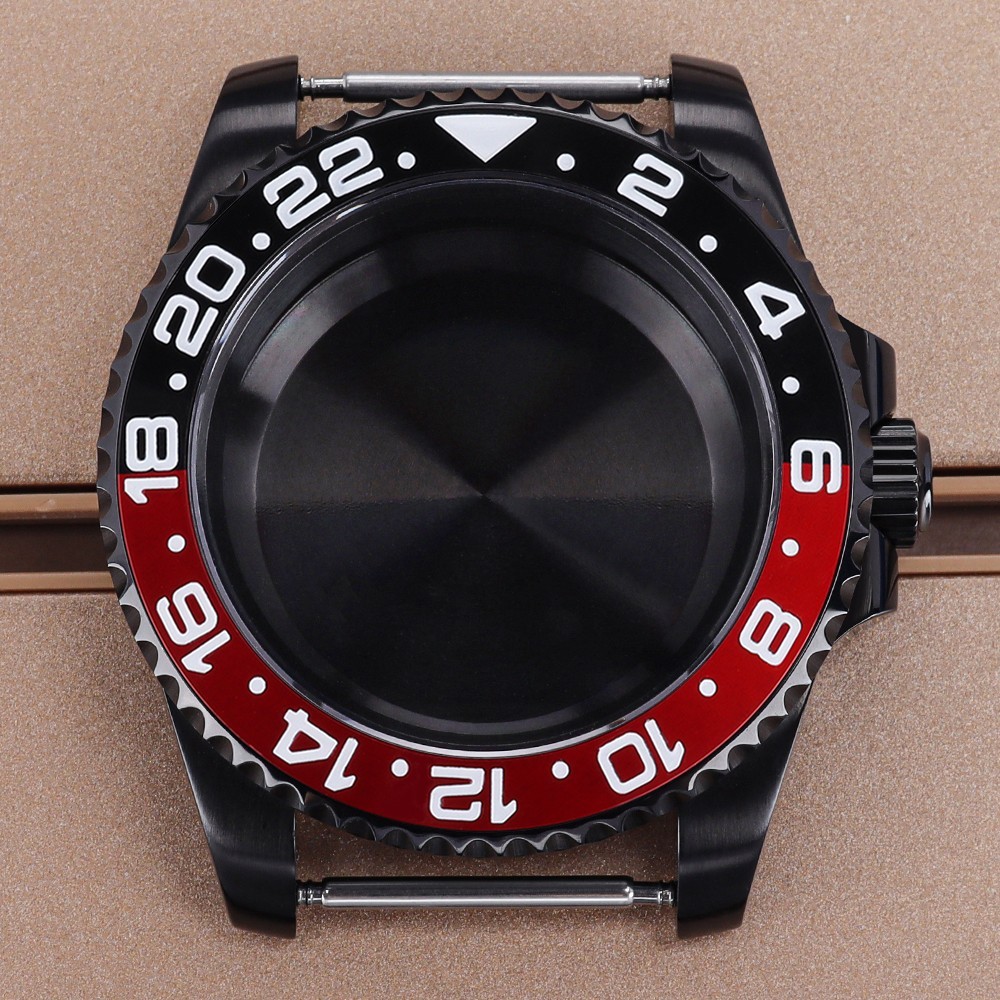 FEIYASHI BLUE/RED 24H Bezel 40mm PVD Watch Case Steel For Seiko NH35 Miyota 8215