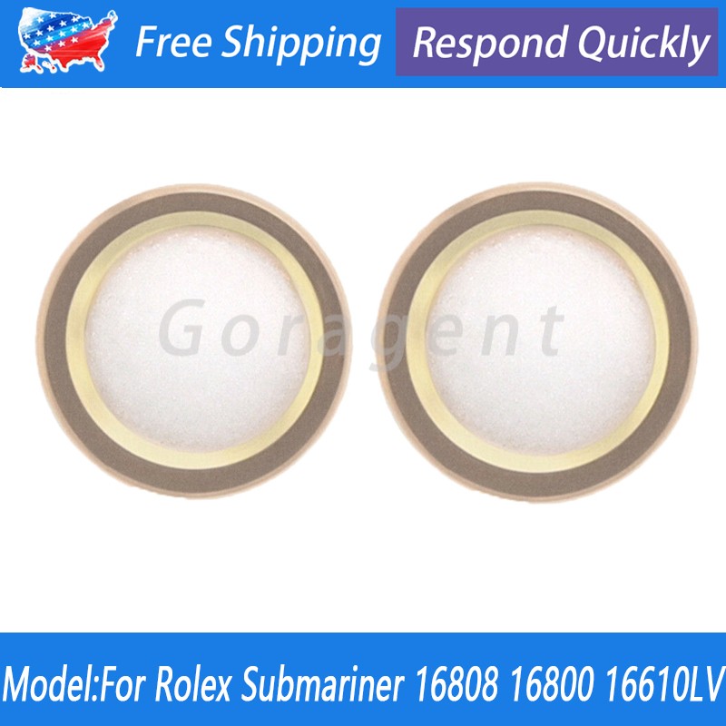 2*Gold Pearl Pip Dot Bezel Insert For Rolex Submariner 16800 16808 16610 16613LB