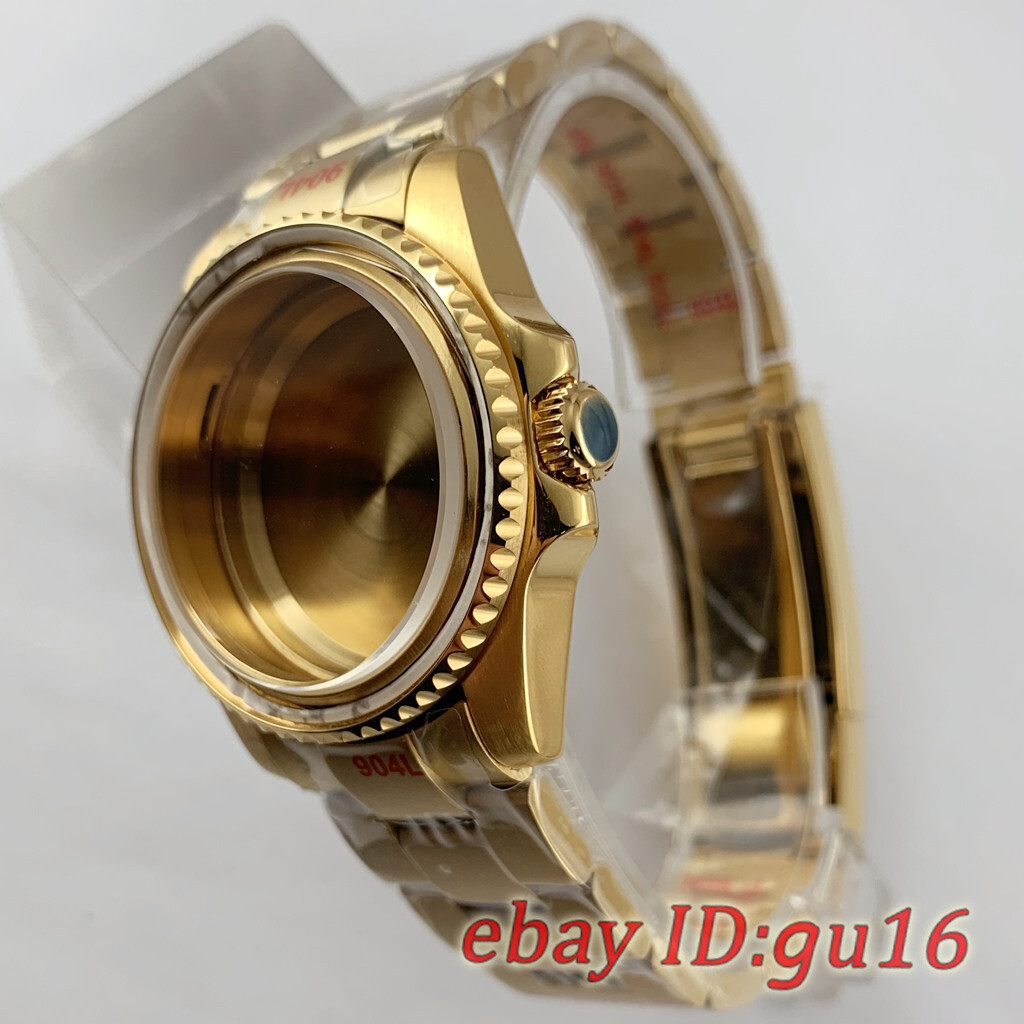 36mm Gold Watch case Ceramic bezel Fit NH35 NH36 Miyota 8215 ETA2836 2824 PT5000