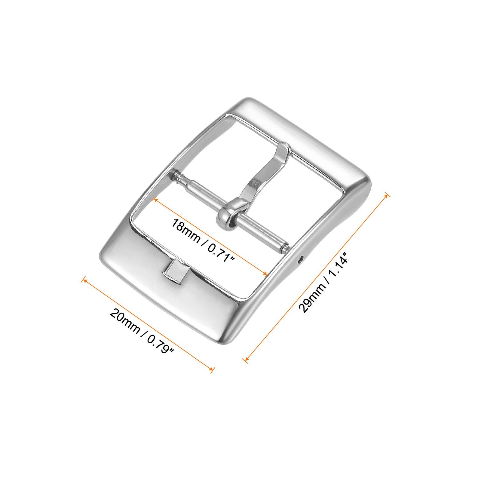 Watch strap clasp, polished stainless steel silver, for 18mm with bar spring