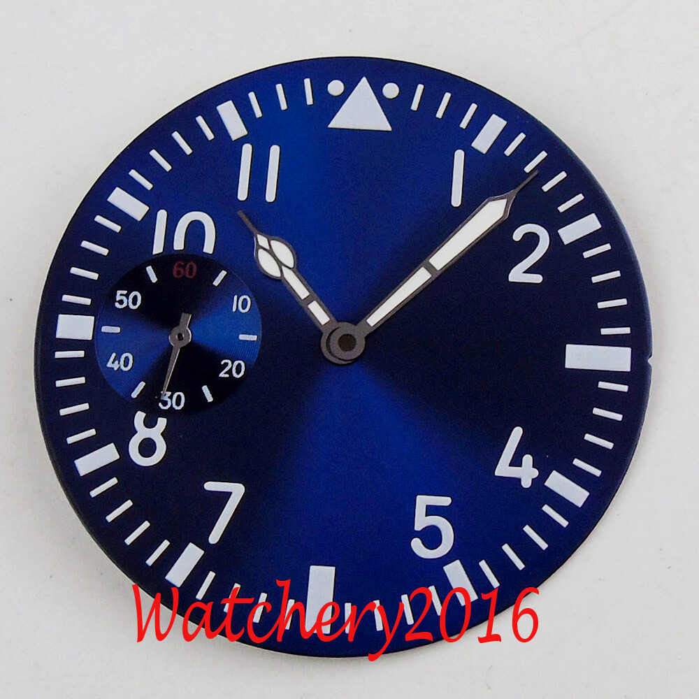 38.9mm Sterile Blue Watch Dial&Hands Fits Unitas ETA 6497 ST3620 Movement