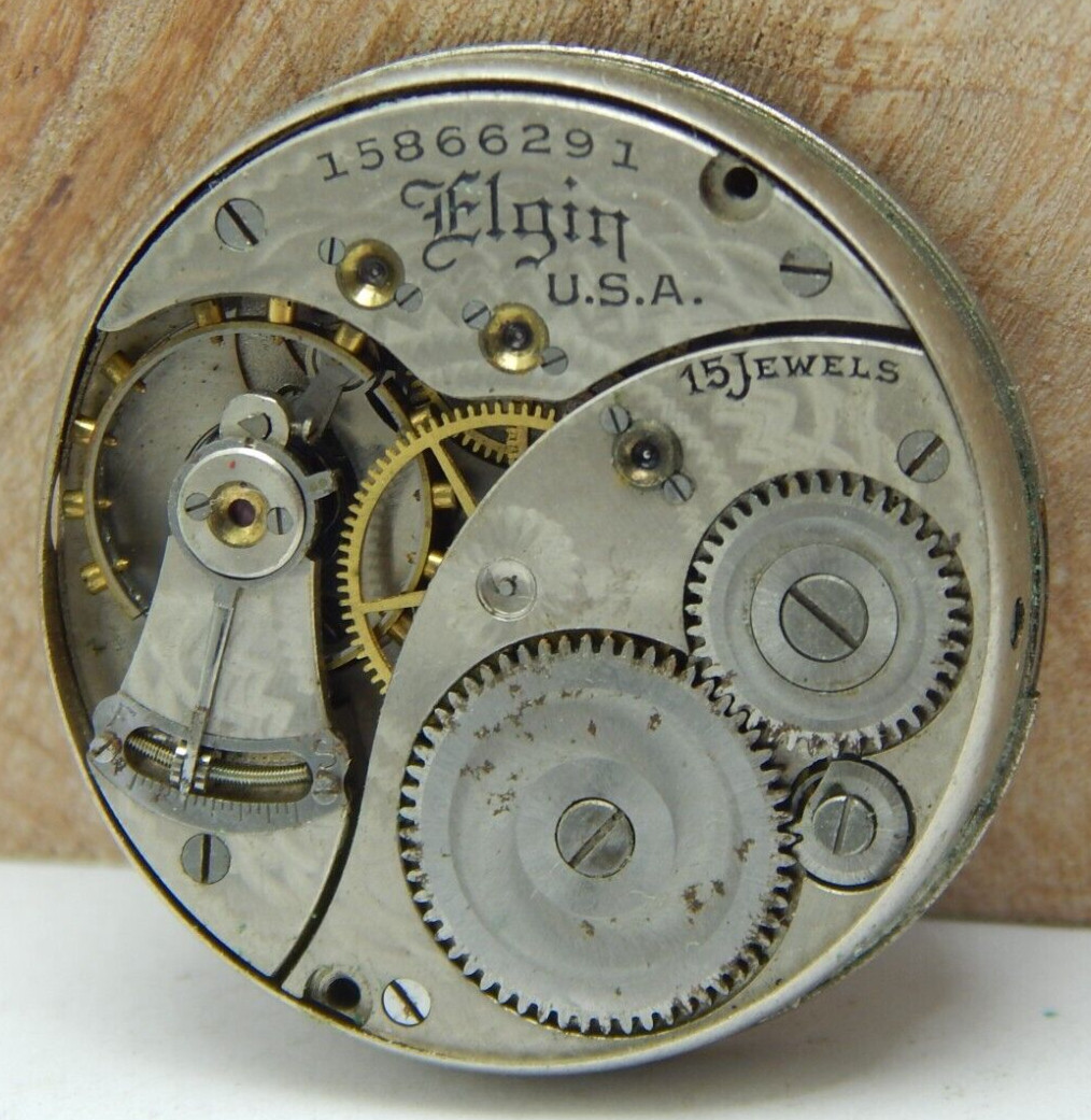 Antique 1911 Elgin 354 15 jewel 0 size hunting pocket watch movement with dial