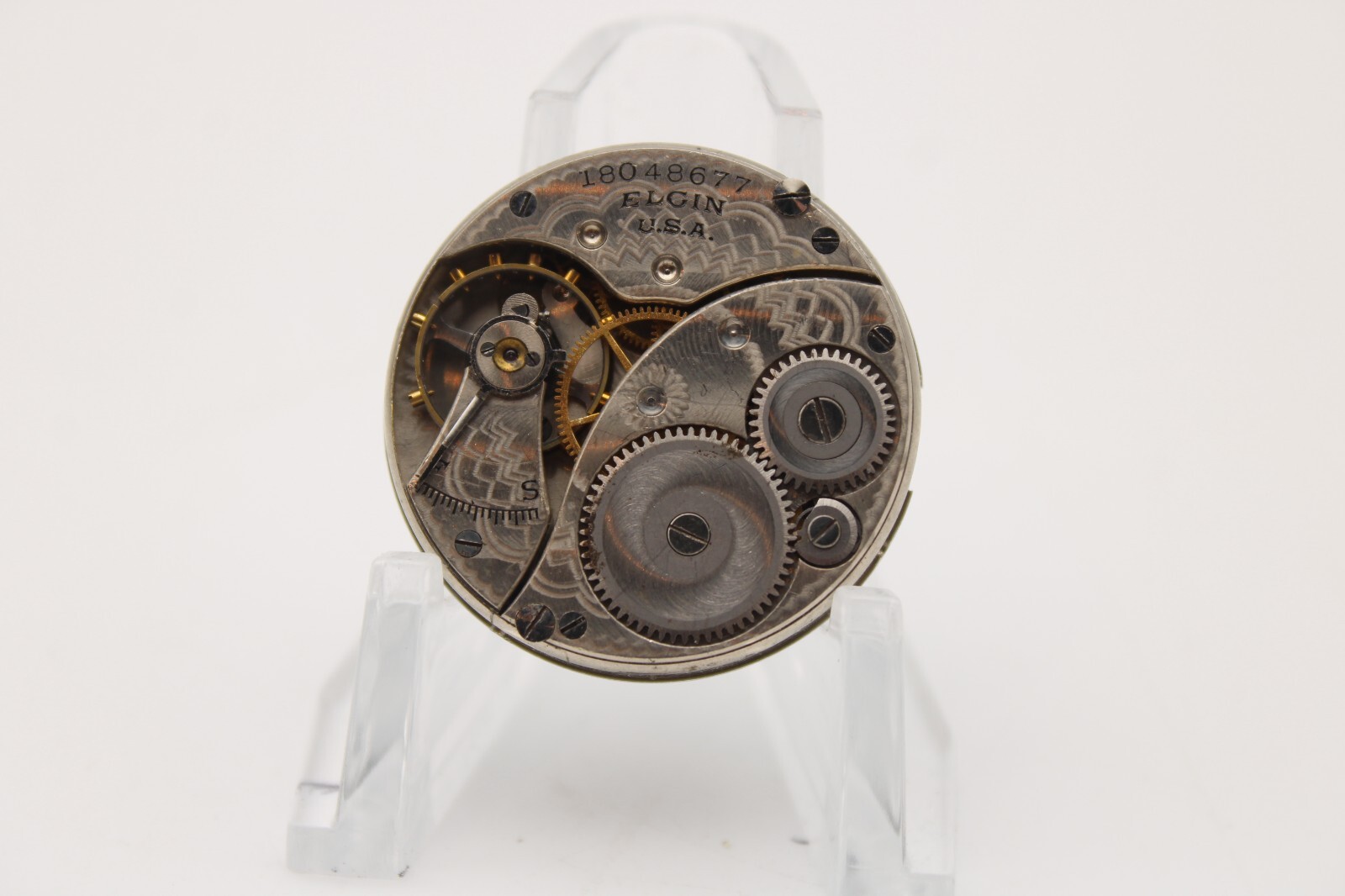 1915 ELGIN POCKET WATCH MOVEMENT 18048677 GRADE 320 0s 7j (EN)