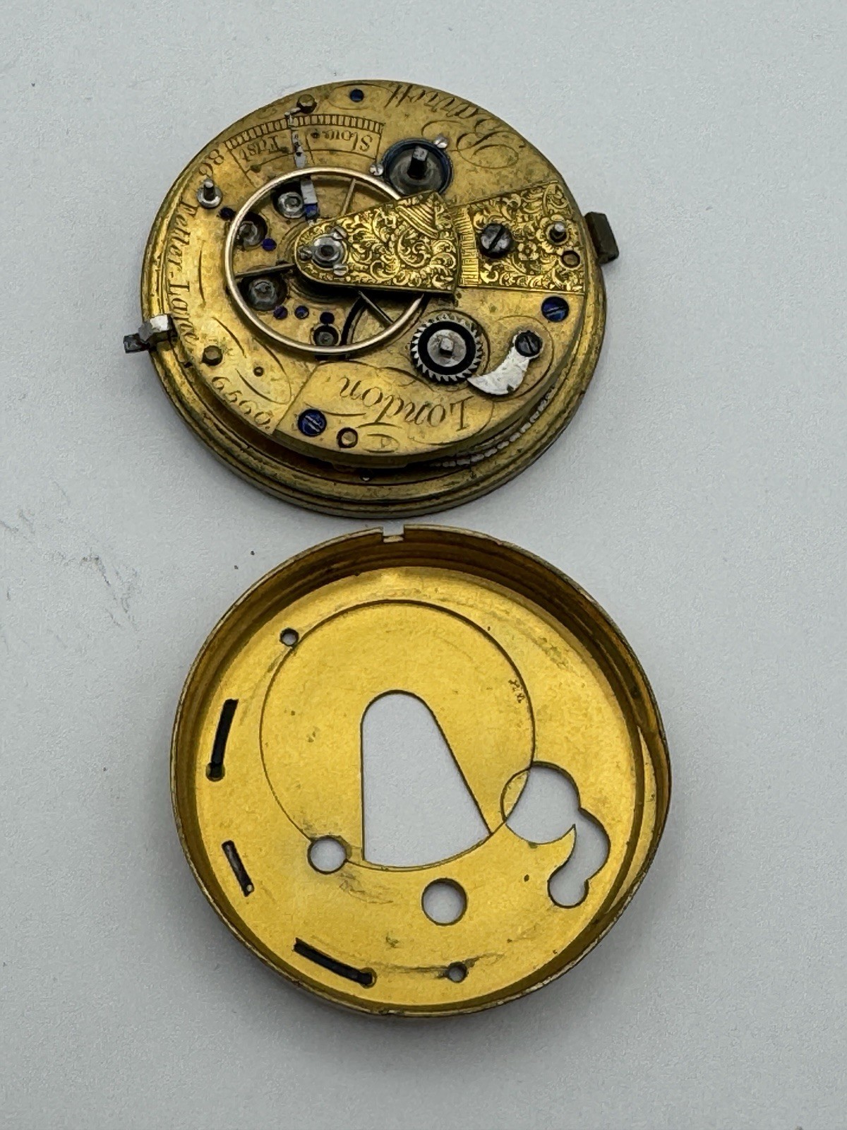 Vintage Fusee Barrett London Fetter Lane Pocket Watch Movement For Parts