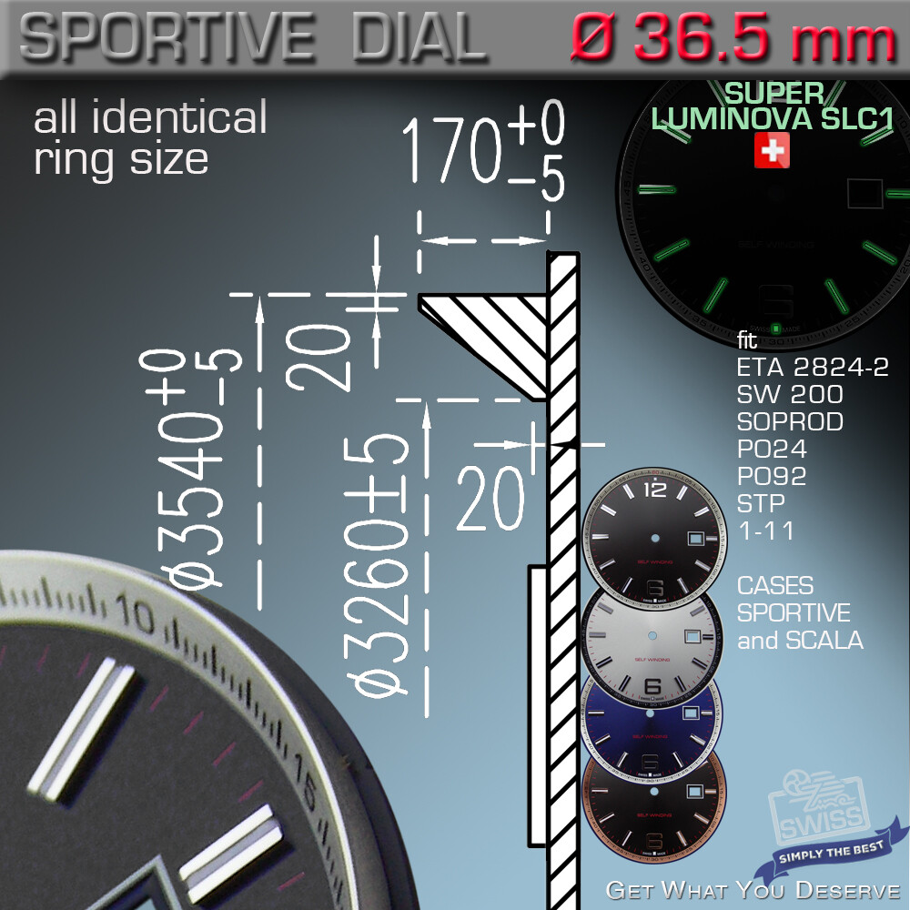 DO IT YOURSELF KIT 2: SPORTIVE CASE 40MM, DIAL, HANDS, fit ETA 2824, SW200