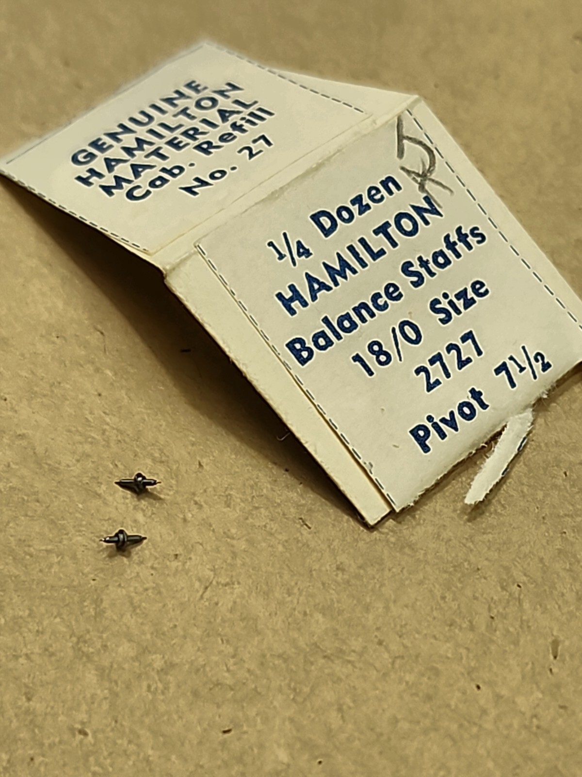 Lot of 2 NOS Hamilton 18/0 989 & 989E 2727 Pivot 7-1/2 Balance Staffs Parts