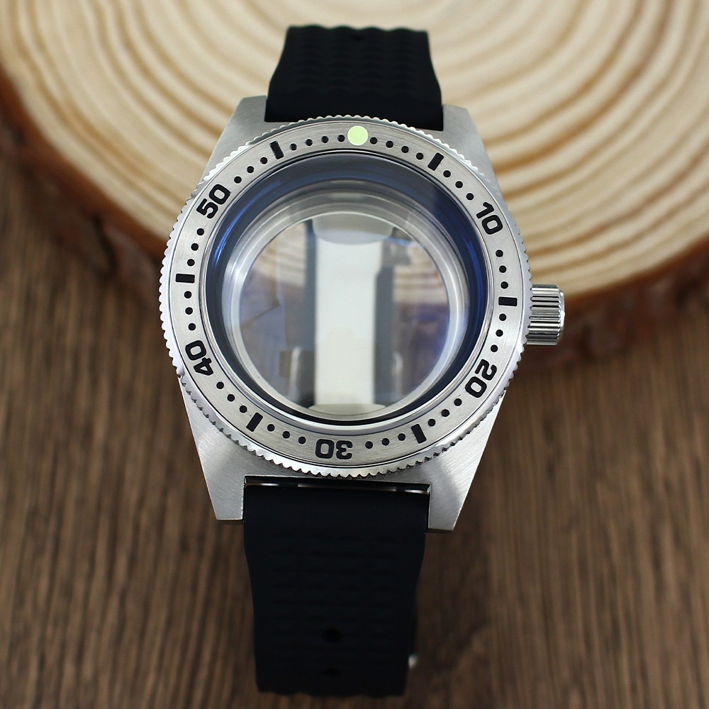 40mm Steel Watch Case Black Strap Modify 62MAS Mod 10ATM For Seiko NH35 NH36 38