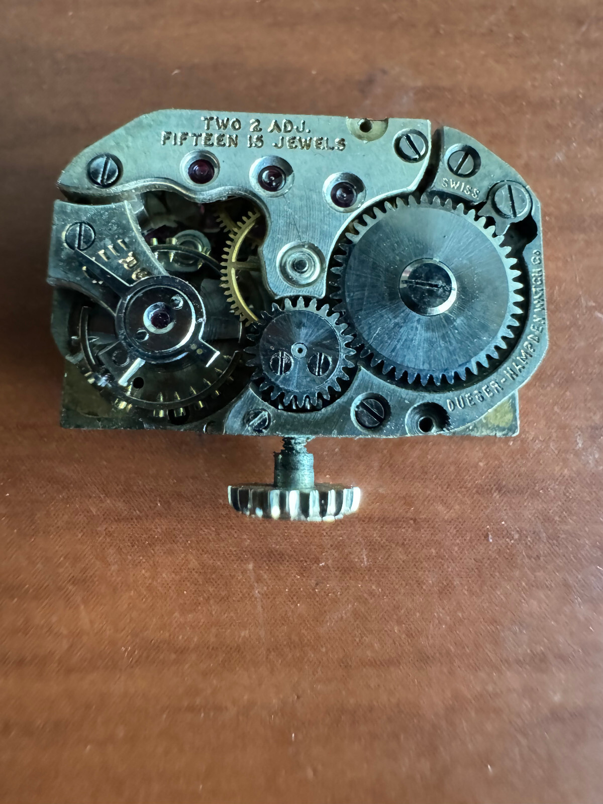 VINTAGE LADIES 19.40 X 12.85 MM DUEBER – HAMPDEN WRIST WATCH MOVEMENT , RUNS